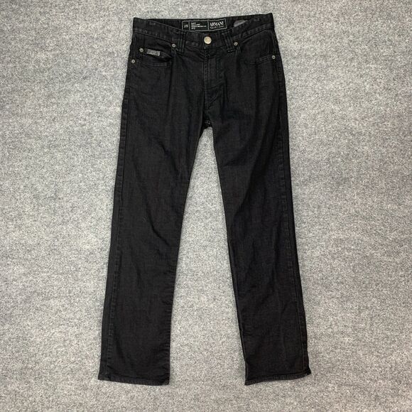 Armani Collezioni Jean Mens 30 Black Slim Fit Medium Waist Straight Tight Leg - Picture 2 of 15